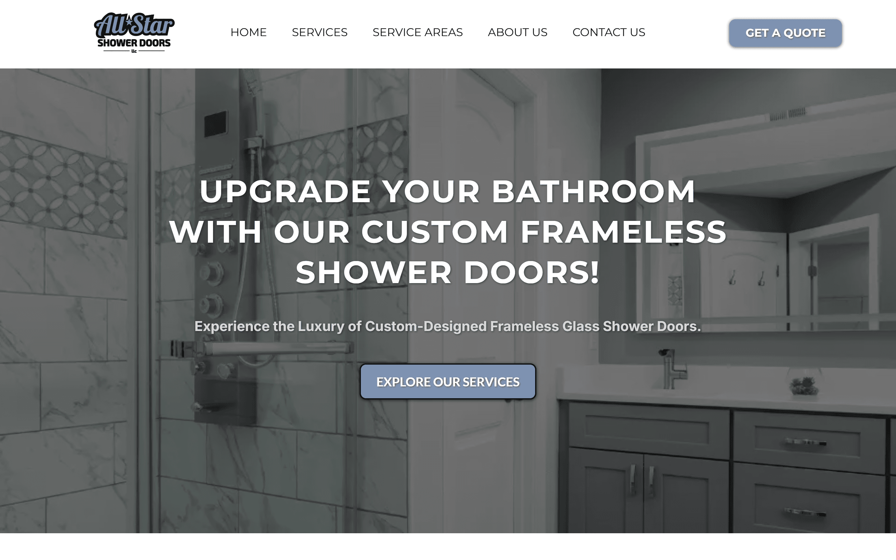 All Star Shower Doors website
