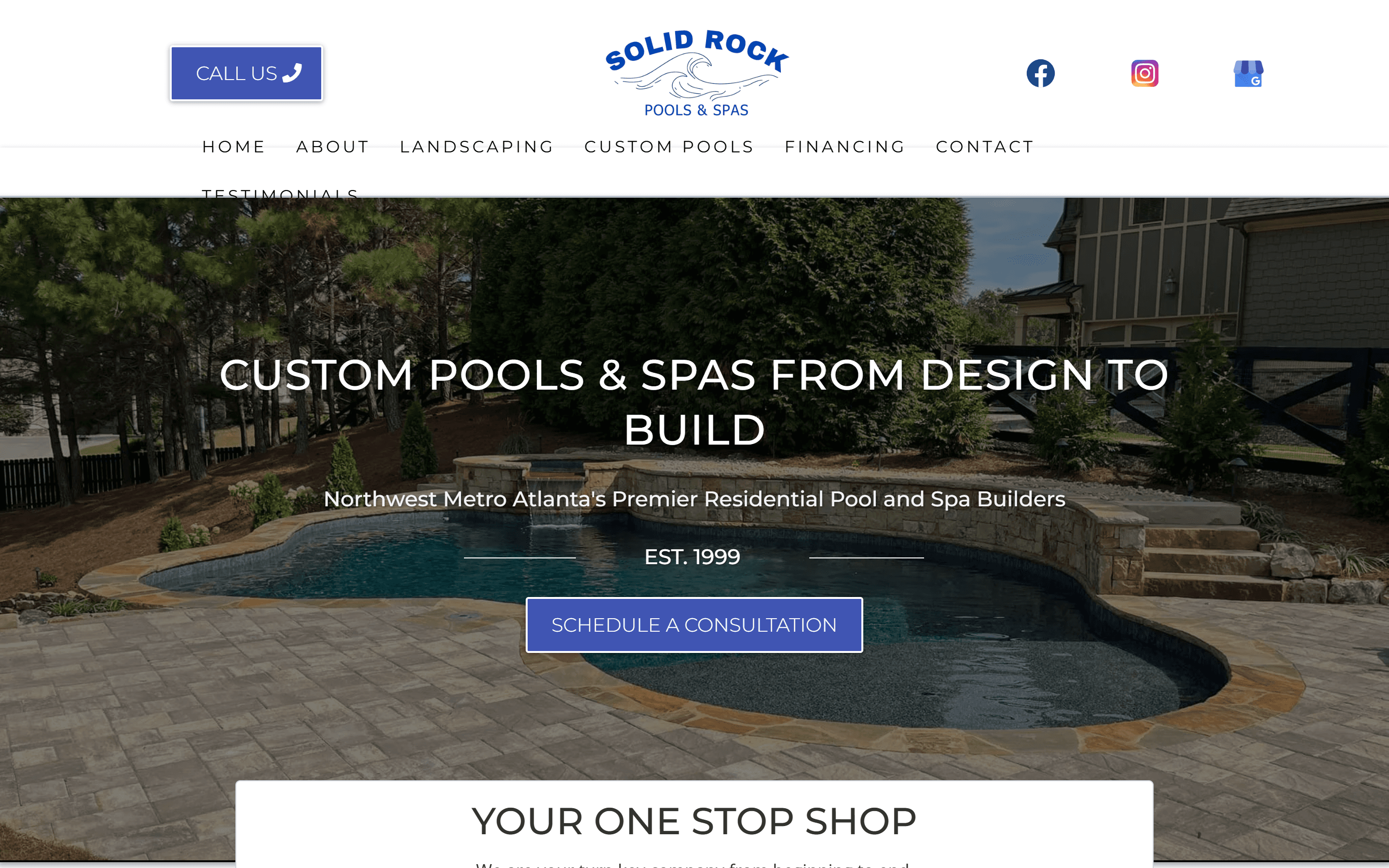 Solid Rock Pools & Spas website screenshot